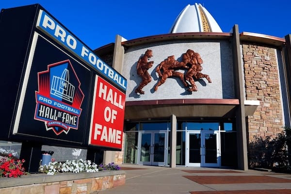 Pro Football Hall of Fame building in Canton Ohio where NFL legends are enshrined